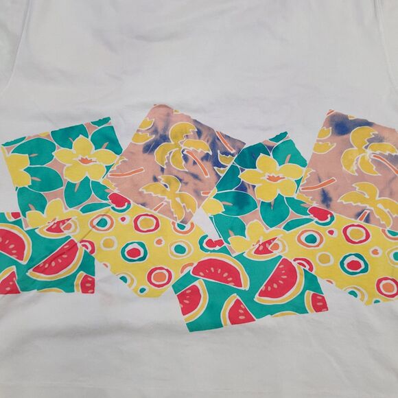 Vintage Watermelon Floral Shirt Womens Medium 21x22 White - Picture 9 of 13